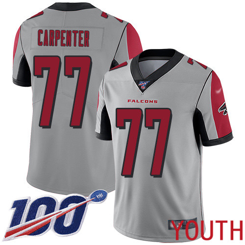 Atlanta Falcons Limited Silver Youth James Carpenter Jersey NFL Football #77 100th Season Inverted Legend->youth nfl jersey->Youth Jersey